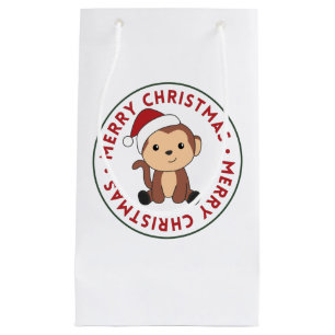 Bolsa De Regalo Pequeña Monkey Christmas Snow Winter Animals Monkeys