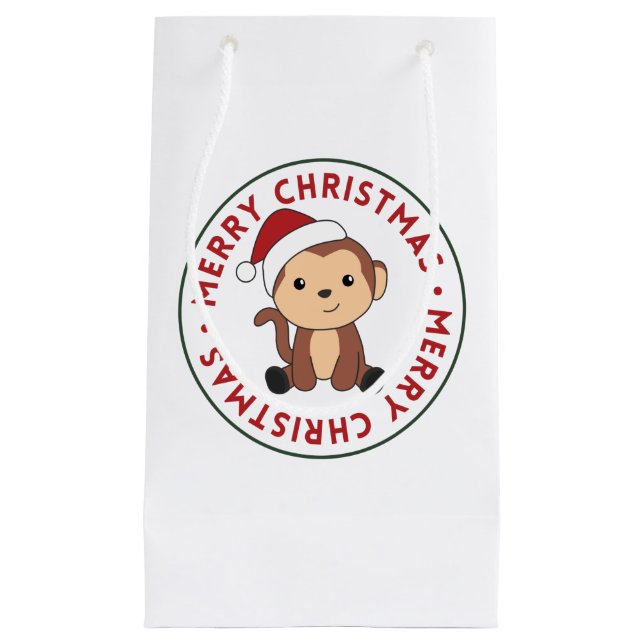 Bolsa De Regalo Pequeña Monkey Christmas Snow Winter Animals Monkeys (Anverso)