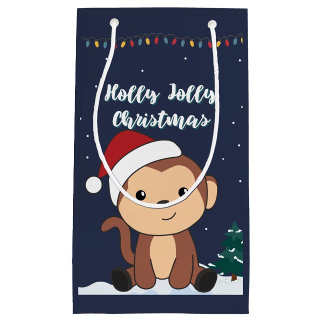 Bolsa De Regalo Pequeña Monkey Christmas Snow Winter Animals Monkeys Small (Anverso)