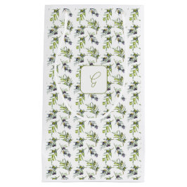 Bolsa De Regalo Pequeña Monograma acuarela de aceitunas verde salvia
