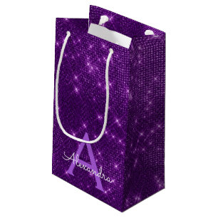 Bolsa De Regalo Pequeña Monograma de espuma morada - Añadir su nombre