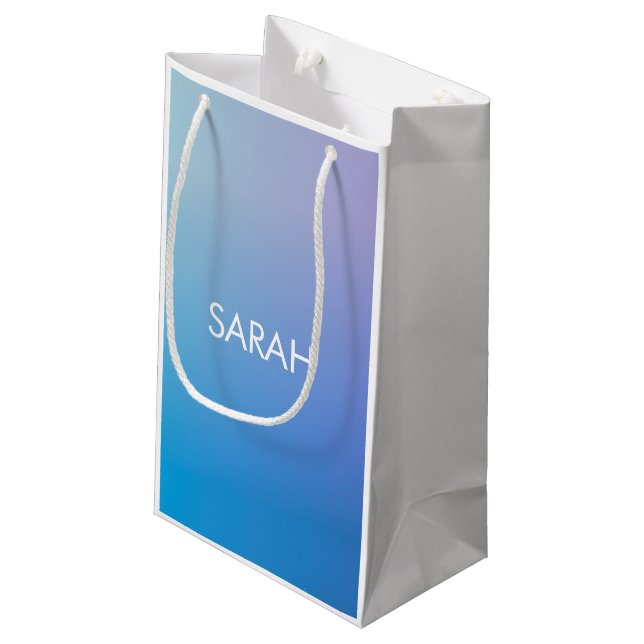 Bolsa De Regalo Pequeña Monograma de gradiente azul (Angulo reverso)
