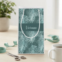 Monograma de hoja tropical verde turquesa acuarela