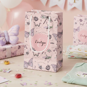 Bolsa De Regalo Pequeña Monograma de jonrones Rubor rosado dulce cretino