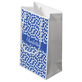 Bolsa De Regalo Pequeña monograma de nombre a cuadros azules tema de los 9