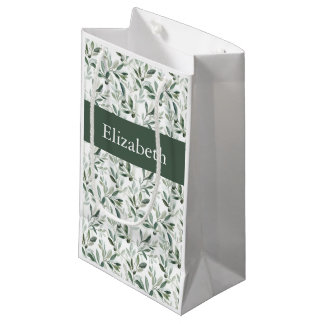 Bolsa De Regalo Pequeña Monograma de nombre en verde salvia estilo francés