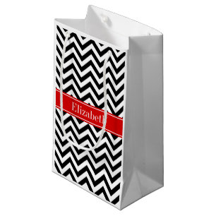 Bolsa De Regalo Pequeña Monograma de nombre rojo LG blanco negro