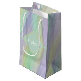 Bolsa De Regalo Pequeña Monograma del amarillo de la lavanda de la menta