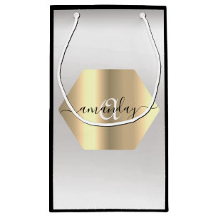 Bolsa De Regalo Pequeña Monograma Dorado Black Gray Fashion Boutique