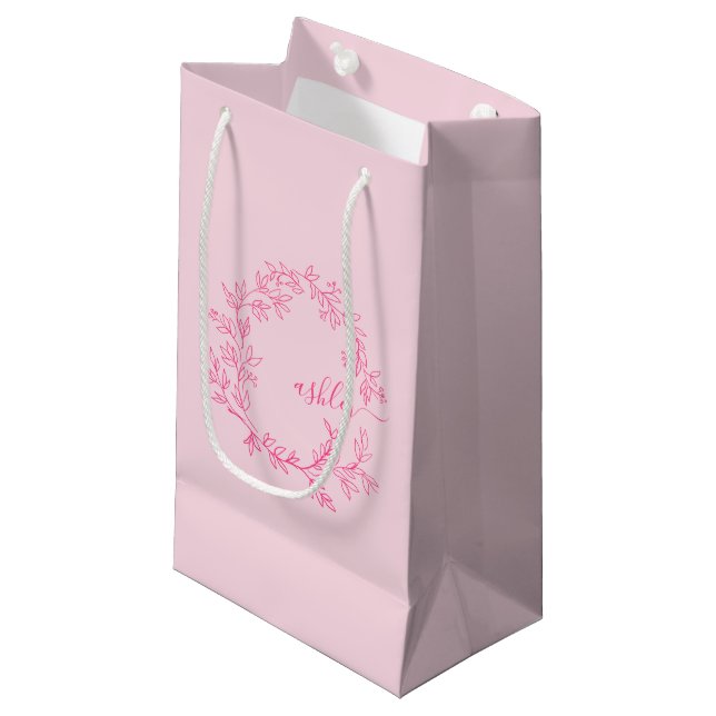Bolsa De Regalo Pequeña Monograma estilizado moderno rosa caliente (Angulo Anverso)