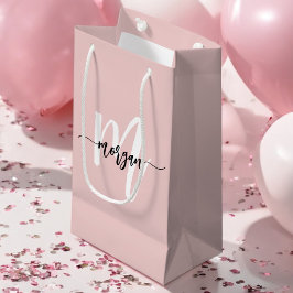Bolsa De Regalo Pequeña Monograma estilo moderno Rubor rosa