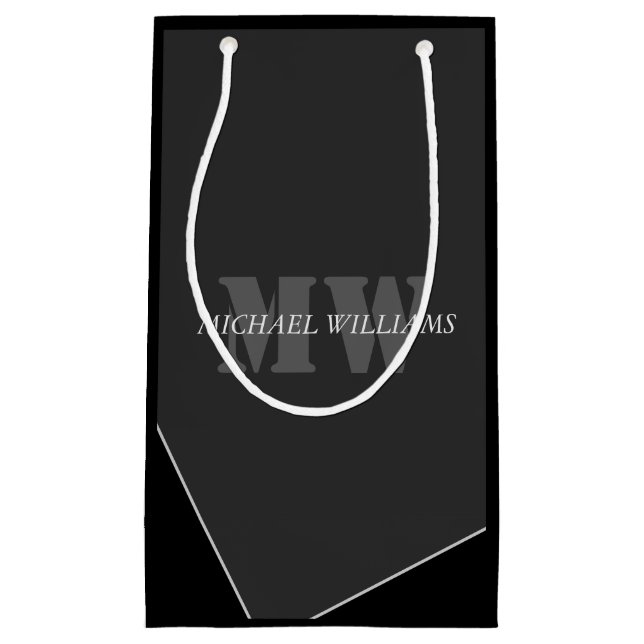 Bolsa De Regalo Pequeña Monograma gris negro artístico moderno (Anverso)