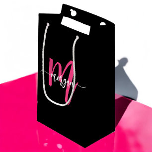 Bolsa De Regalo Pequeña Monograma Moderno estilo Hotoleo Negro