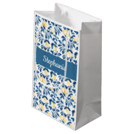 Bolsa De Regalo Pequeña Monograma Pequeño Acuarela Limón Azul