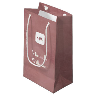 Bolsa De Regalo Pequeña Monograma simple y Moda de color marrón rosado con