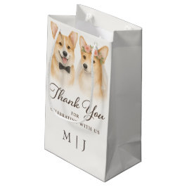 Bolsa De Regalo Pequeña Monogramas de agradecimiento de boda Corgi Blush I