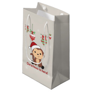 Bolsa De Regalo Pequeña Monos Navidades Nieve Animales De Invierno Monos P