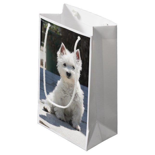 Bolsa De Regalo Pequeña Montaña del oeste blanca Terrier que se sienta en (Angulo Anverso)