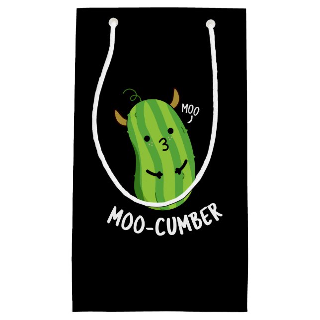 Bolsa De Regalo Pequeña Moo-cumber Funny Veggie Cucumber Pun Dark BG (Anverso)
