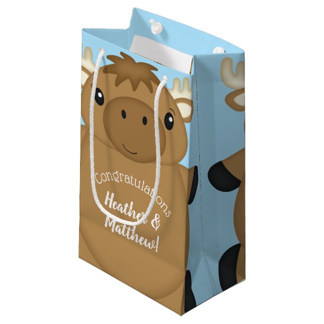 Bolsa De Regalo Pequeña Moose Baby Shower Blue Boy (Angulo Anverso)