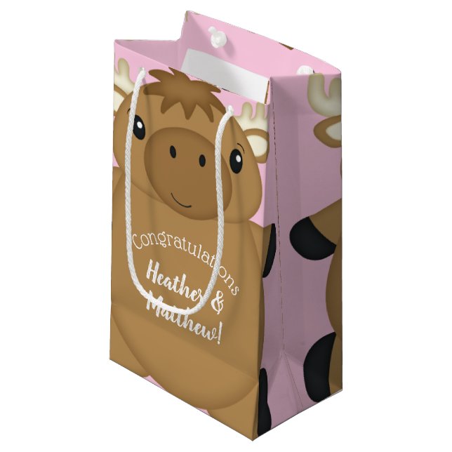 Bolsa De Regalo Pequeña Moose Baby Shower Woodland (Angulo Anverso)