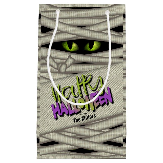 Bolsa De Regalo Pequeña Mummy Eyes Halloween Green ID685 (Anverso)