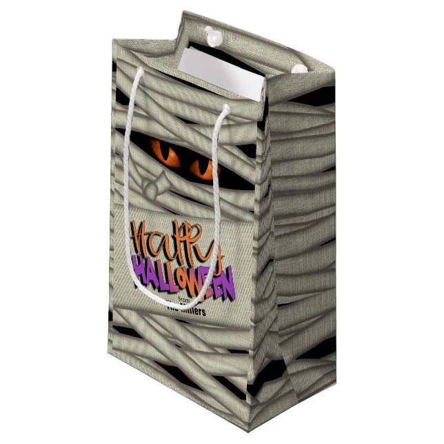 Bolsa De Regalo Pequeña Mummy Eyes Halloween Naranja ID685 (Angulo Anverso)