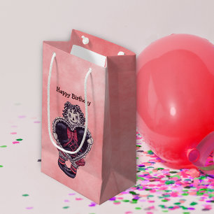 Bolsa De Regalo Pequeña Muñeca gótica rag con corazón negro en cumpleaños