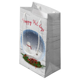 Bolsa De Regalo Pequeña Muñeco de nieve en globo de nieve de Navidad en ab