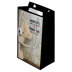 Bolsa De Regalo Pequeña Muro De Madera Rústica De Oso Cutáneo Con Oso
