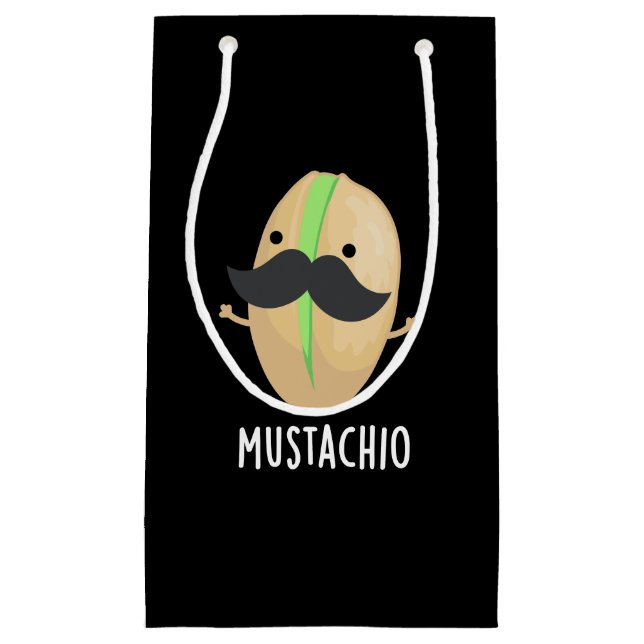 Bolsa De Regalo Pequeña Mustachio Funny Pistachio Mustache Pun Dark BG (Anverso)