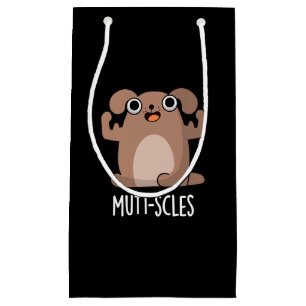 Bolsa De Regalo Pequeña Mutt-scles Gracioso Perro Animal Pun Dark BG