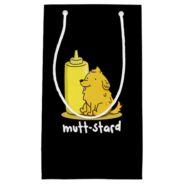 Bolsa De Regalo Pequeña Mutt-stard Funny Doggy Mustard Pun Dark BG (Anverso)