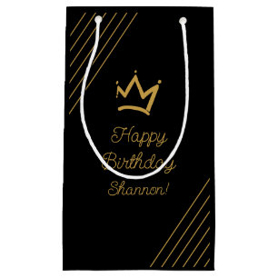 Bolsa De Regalo Pequeña Nacimiento de la Corona de Oro Negra