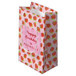Bolsa De Regalo Pequeña Nacimiento personalizado del patrón de fresa de B