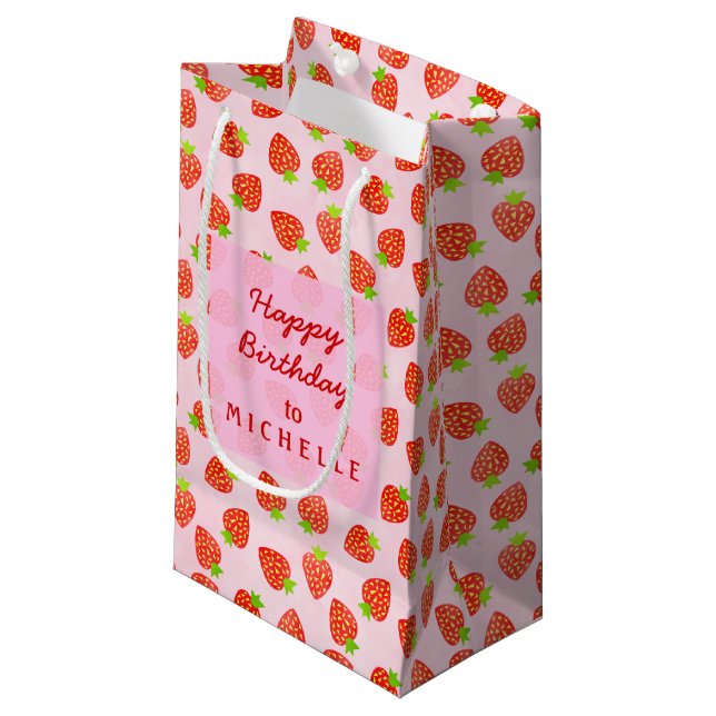 Bolsa De Regalo Pequeña Nacimiento personalizado del patrón de fresa de Bo (Angulo Anverso)