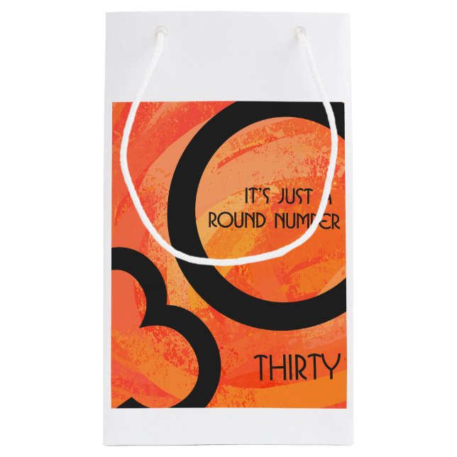 Bolsa De Regalo Pequeña Naranja 30 Década Cumpleaños (Reverso)