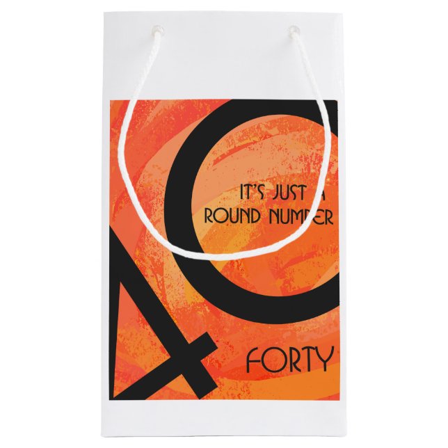 Bolsa De Regalo Pequeña Naranja 40 Década Cumpleaños (Reverso)