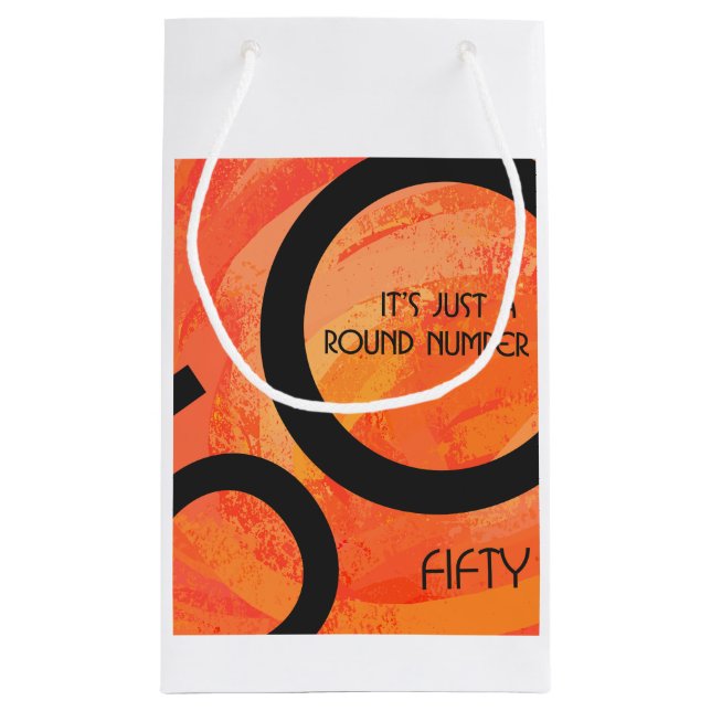 Bolsa De Regalo Pequeña Naranja 50 Década Cumpleaños (Reverso)