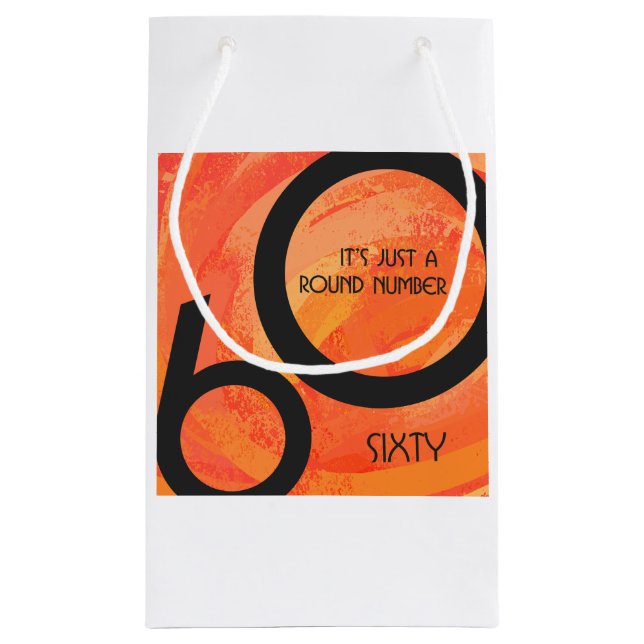 Bolsa De Regalo Pequeña Naranja 60 Década Cumpleaños (Reverso)