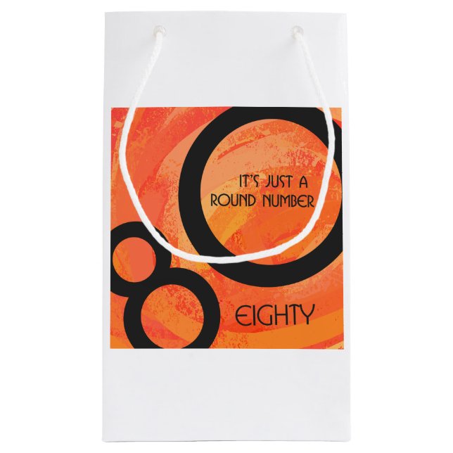 Bolsa De Regalo Pequeña Naranja 80 Década Cumpleaños (Reverso)