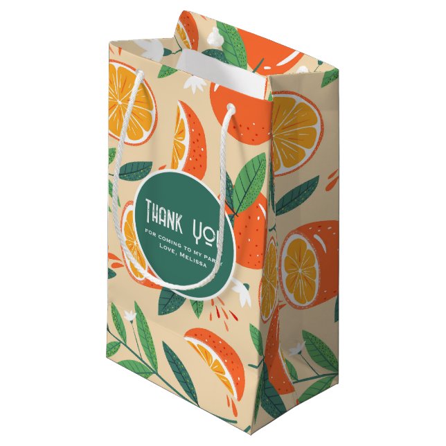 Bolsa De Regalo Pequeña Naranja Citrus Fruit Retro Pattern Fiesta Gracias (Angulo Anverso)