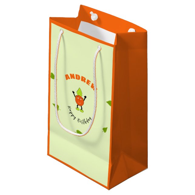 Bolsa De Regalo Pequeña Naranja gracioso (Angulo Anverso)