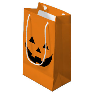 Bolsa De Regalo Pequeña Naranja lindo Jack o linterna cara de calabaza Hal