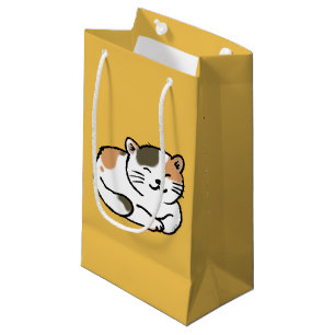 Bolsa De Regalo Pequeña naranja mullido lindo del calicó y gato negro
