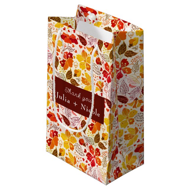 Bolsa De Regalo Pequeña Naranja quemado Tropical Hibiscus Florals Boda (Angulo Anverso)