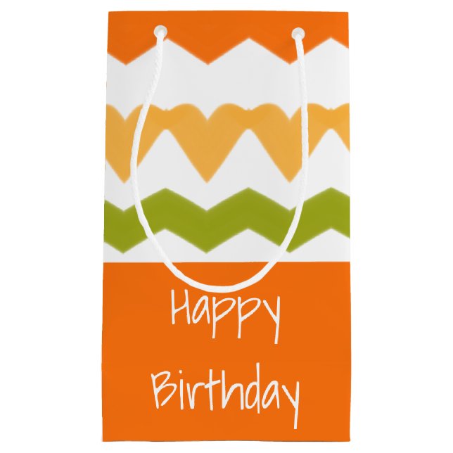 Bolsa De Regalo Pequeña Naranja Verde y Blanco (Anverso)