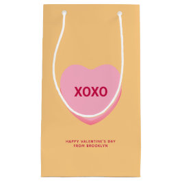 Bolsa De Regalo Pequeña Naranja XOXO conversación rosa corazón de San Vale