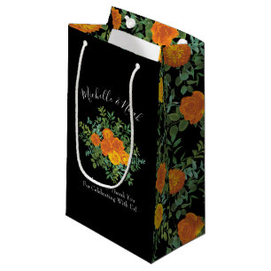 Bolsa De Regalo Pequeña Naranja y Boda floral gótica negra y Rosa