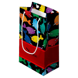 Bolsa De Regalo Pequeña Narwhals negros conocidos personalizados del arco